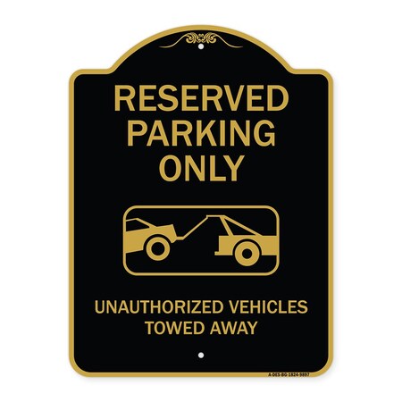 Signmission Designer Series-Resident Parking Unauthorized Vehicles Towed Away With Gr, 24" x 18", BG-1824-9897 A-DES-BG-1824-9897